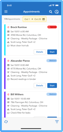 Pool Service Software - Appointments List Pool Service Software - Appointments List